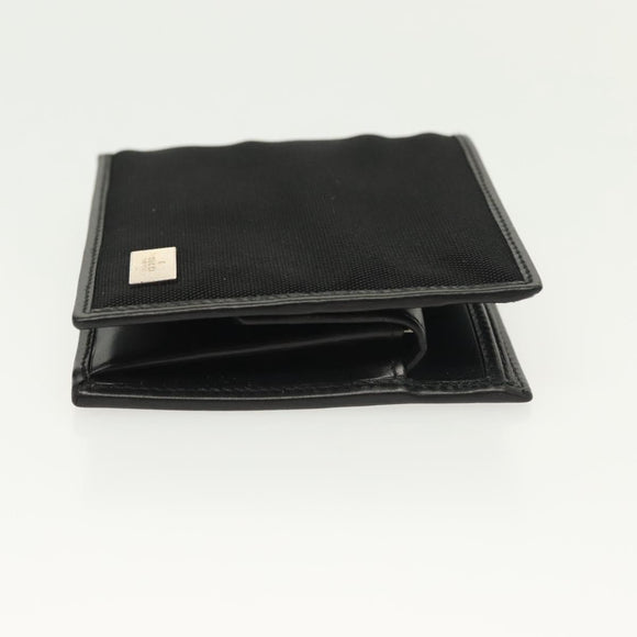 GUCCI Bifold Wallet Nylon Leather Black Silver Auth am8934