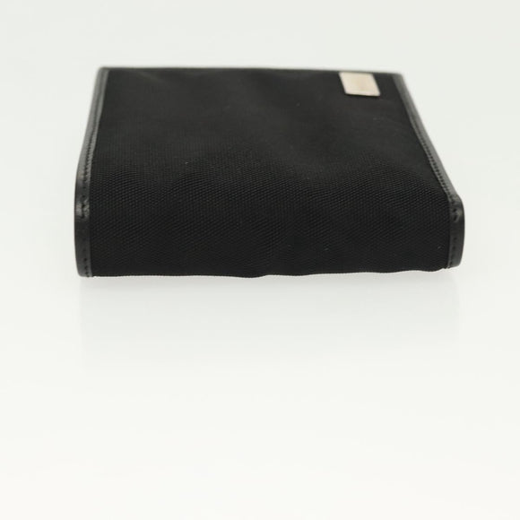GUCCI Bifold Wallet Nylon Leather Black Silver Auth am8934