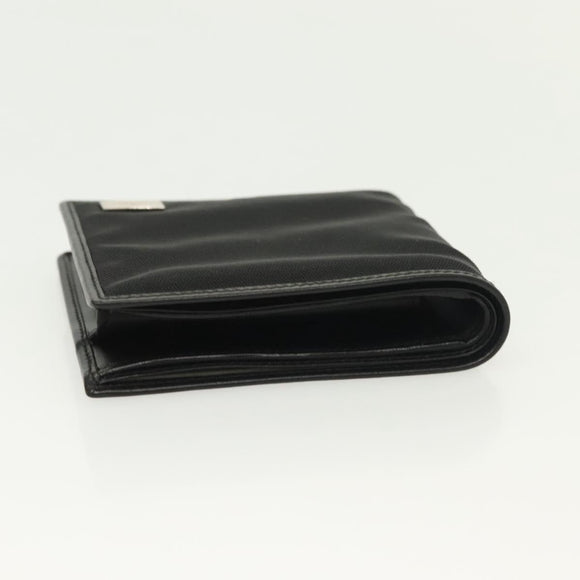 GUCCI Bifold Wallet Nylon Leather Black Silver Auth am8934