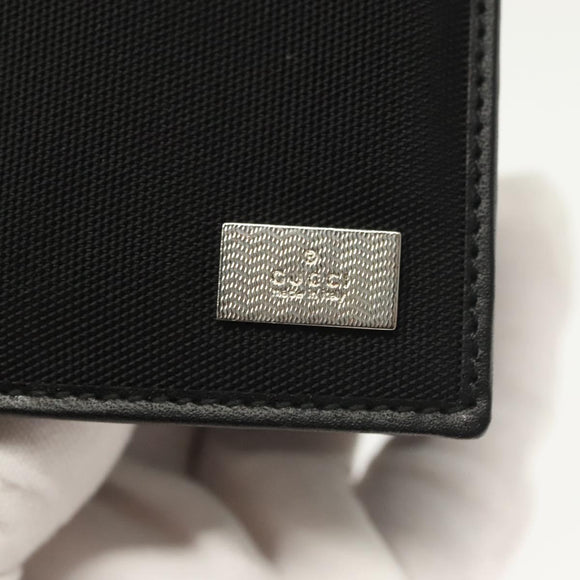 GUCCI Card Case Nylon Leather Black Silver 030 3661 1579 Auth am8935
