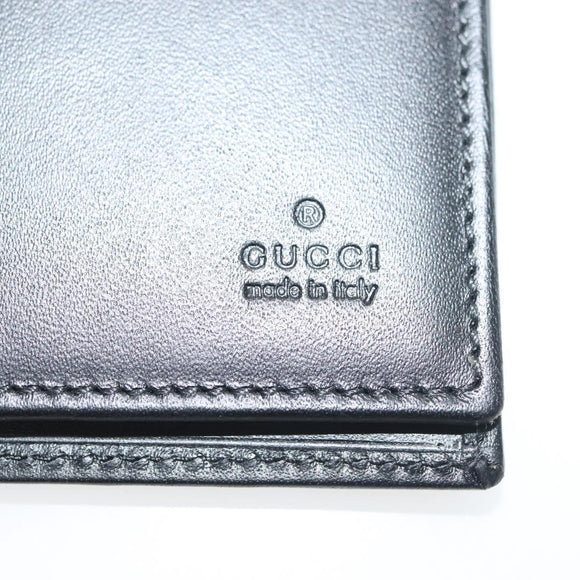 GUCCI Card Case Nylon Leather Black Silver 030 3661 1579 Auth am8935