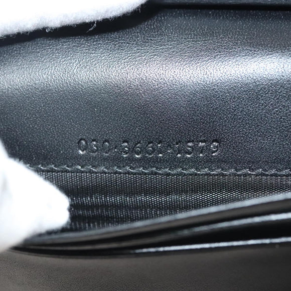 GUCCI Card Case Nylon Leather Black Silver 030 3661 1579 Auth am8935