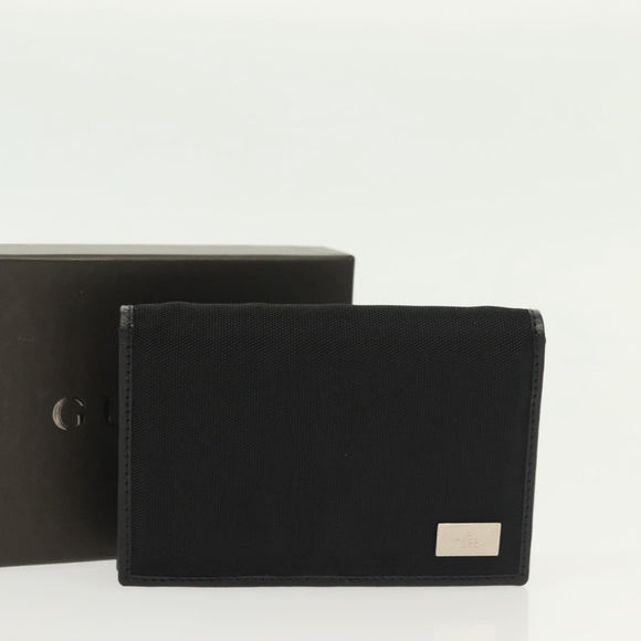 GUCCI Card Case Nylon Leather Black Silver 030 3661 1579 Auth am8935