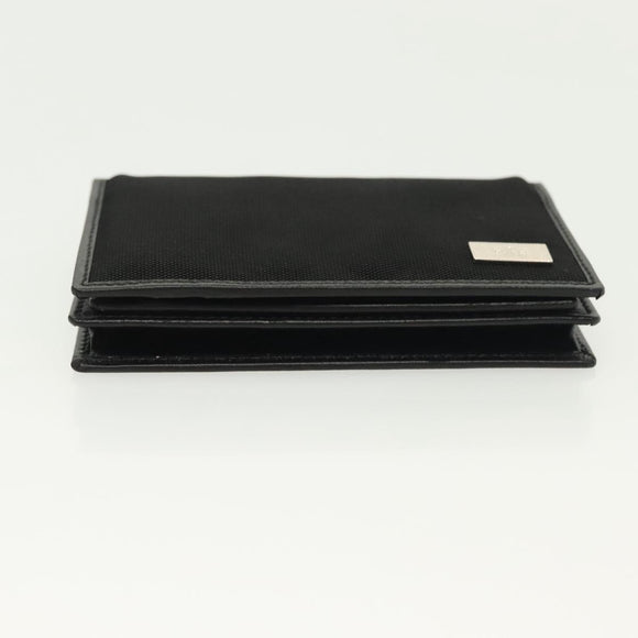 GUCCI Card Case Nylon Leather Black Silver 030 3661 1579 Auth am8935