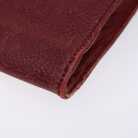 CHANEL Phone Case Caviar Skin Red Gold CC Auth am8937