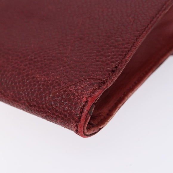 CHANEL Phone Case Caviar Skin Red Gold CC Auth am8937