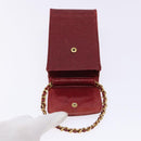 CHANEL Phone Case Caviar Skin Red Gold CC Auth am8937-14