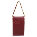 CHANEL Phone Case Caviar Skin Red Gold CC Auth am8937-3