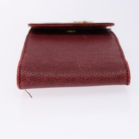 CHANEL Phone Case Caviar Skin Red Gold CC Auth am8937