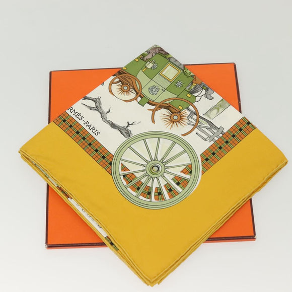 HERMES Carre 90 Scarf ""BULL＆MOUTH WESTERN COACH OFFICE"" Silk Auth am8938