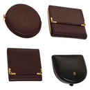 CARTIER Must Line Wallet Leather 4Set Bordeaux Gold black Auth am8945-1