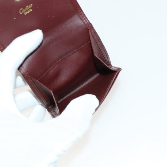 CARTIER Must Line Wallet Leather 4Set Bordeaux Gold black Auth am8945