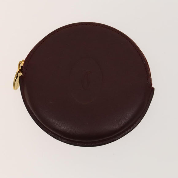 CARTIER Must Line Wallet Leather 4Set Bordeaux Gold black Auth am8945