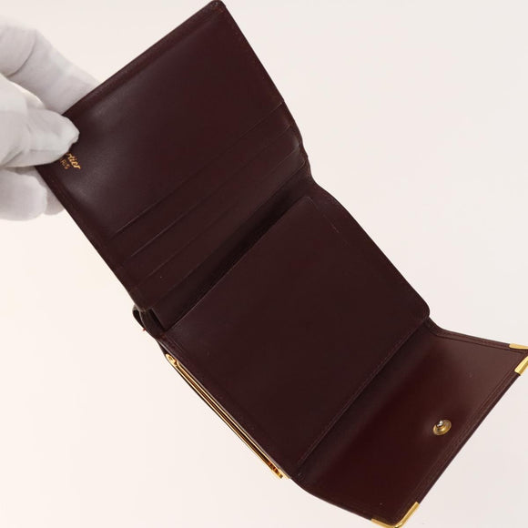 CARTIER Must Line Wallet Leather 4Set Bordeaux Gold black Auth am8945