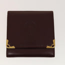 CARTIER Must Line Wallet Leather 4Set Bordeaux Gold black Auth am8945-7