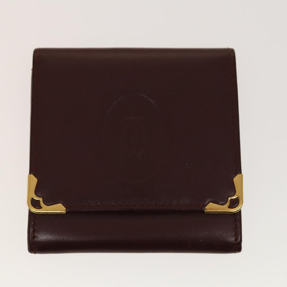 CARTIER Must Line Wallet Leather 4Set Bordeaux Gold black Auth am8945