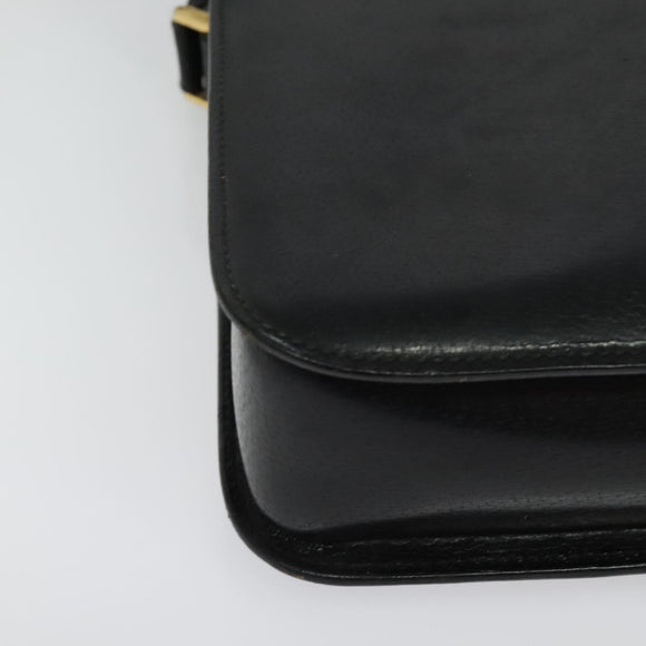 GUCCI Shoulder Bag Leather Black Gold 001 256 0609 Auth am8954