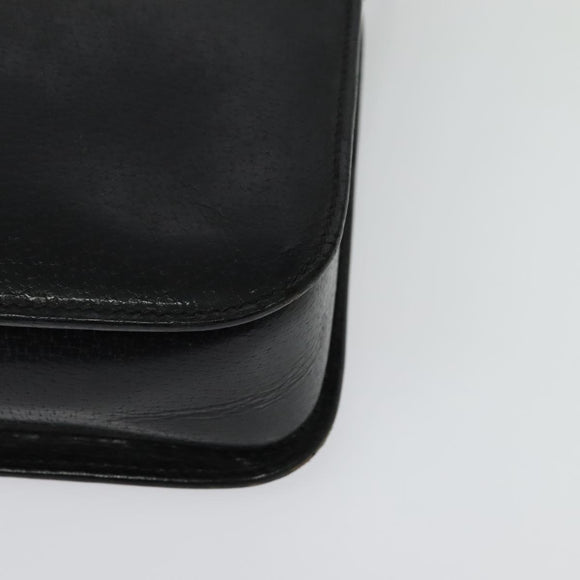 GUCCI Shoulder Bag Leather Black Gold 001 256 0609 Auth am8954