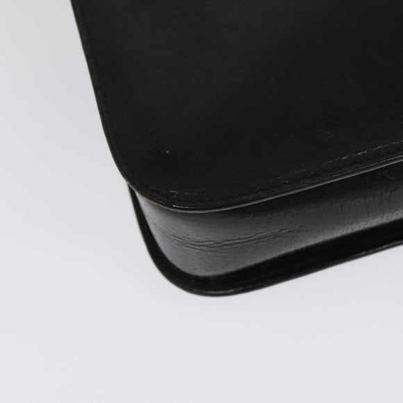 GUCCI Shoulder Bag Leather Black Gold 001 256 0609 Auth am8954