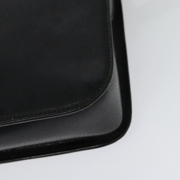 GUCCI Shoulder Bag Leather Black Gold 001 256 0609 Auth am8954