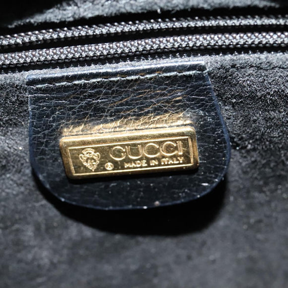 GUCCI Shoulder Bag Leather Black Gold 001 256 0609 Auth am8954