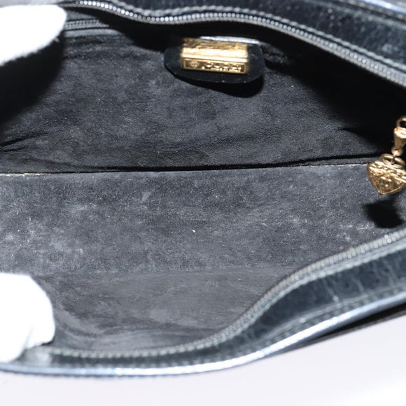 GUCCI Shoulder Bag Leather Black Gold 001 256 0609 Auth am8954