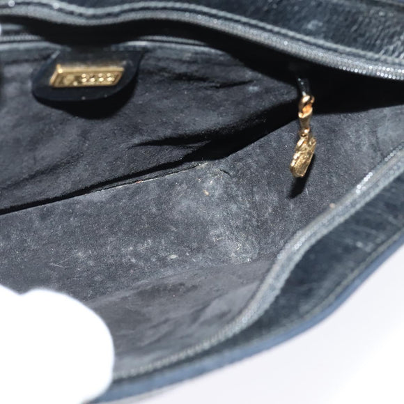 GUCCI Shoulder Bag Leather Black Gold 001 256 0609 Auth am8954