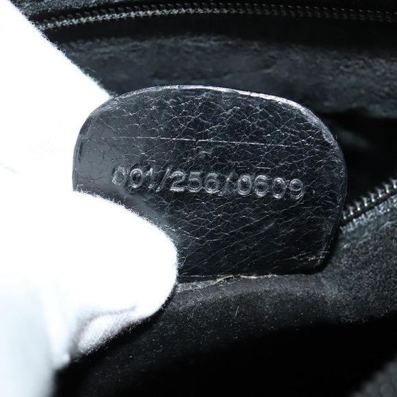 GUCCI Shoulder Bag Leather Black Gold 001 256 0609 Auth am8954