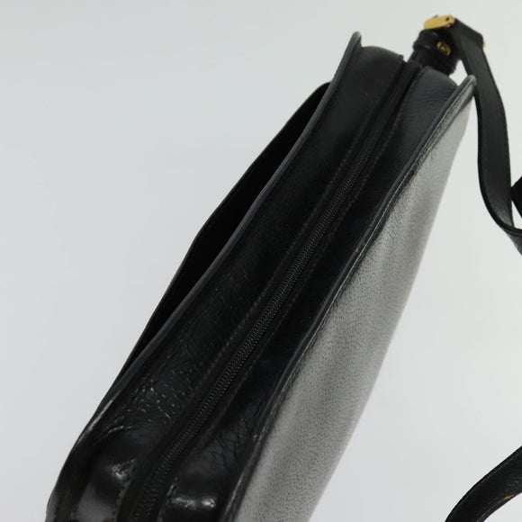 GUCCI Shoulder Bag Leather Black Gold 001 256 0609 Auth am8954