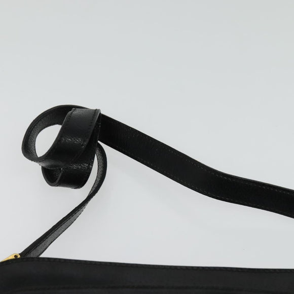 GUCCI Shoulder Bag Leather Black Gold 001 256 0609 Auth am8954