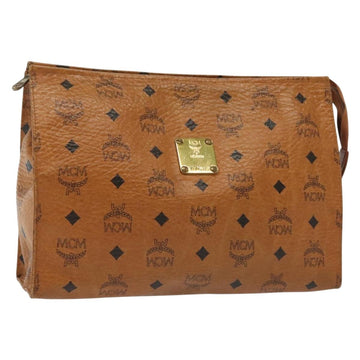 MCM Logogram Vicetos Clutch Bag PVC Leather Brown Gold Auth am8955