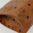 MCM Logogram Vicetos Clutch Bag PVC Leather Brown Gold Auth am8955-15