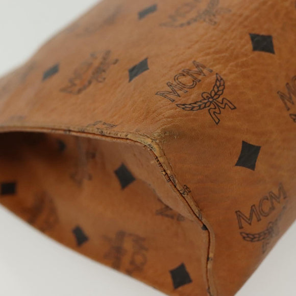 MCM Logogram Vicetos Clutch Bag PVC Leather Brown Gold Auth am8955