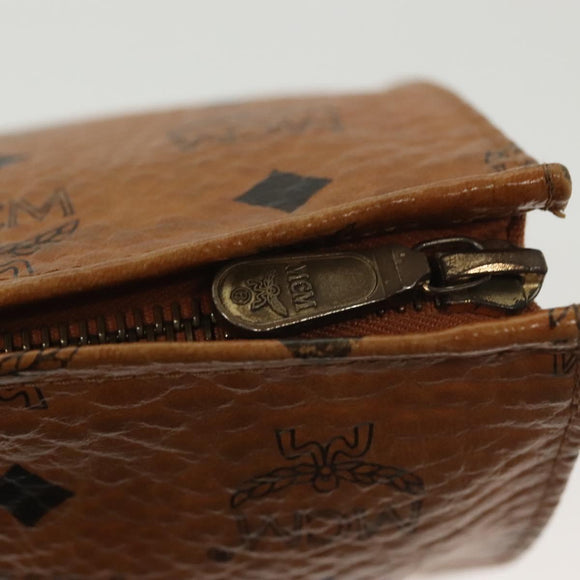 MCM Logogram Vicetos Clutch Bag PVC Leather Brown Gold Auth am8955
