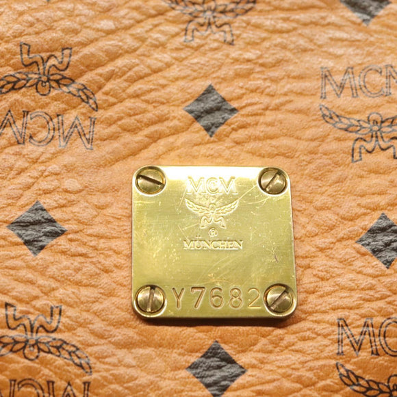 MCM Logogram Vicetos Clutch Bag PVC Leather Brown Gold Auth am8955