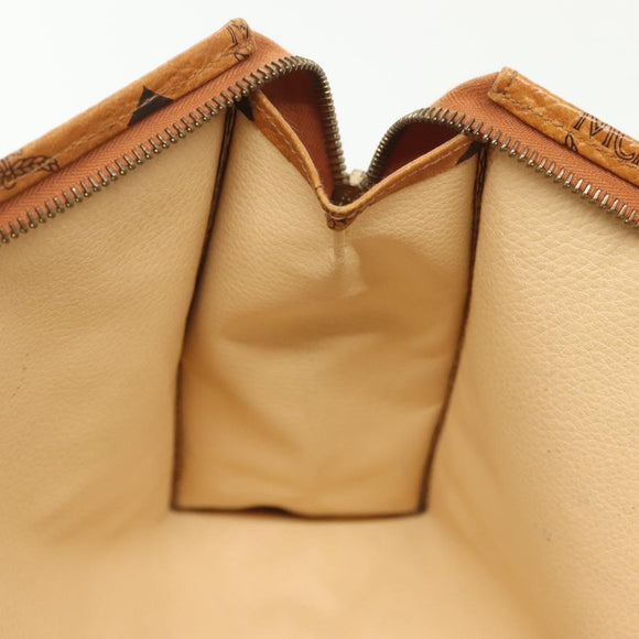 MCM Logogram Vicetos Clutch Bag PVC Leather Brown Gold Auth am8955