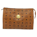 MCM Logogram Vicetos Clutch Bag PVC Leather Brown Gold Auth am8955-13
