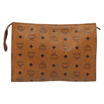MCM Logogram Vicetos Clutch Bag PVC Leather Brown Gold Auth am8955 - 0