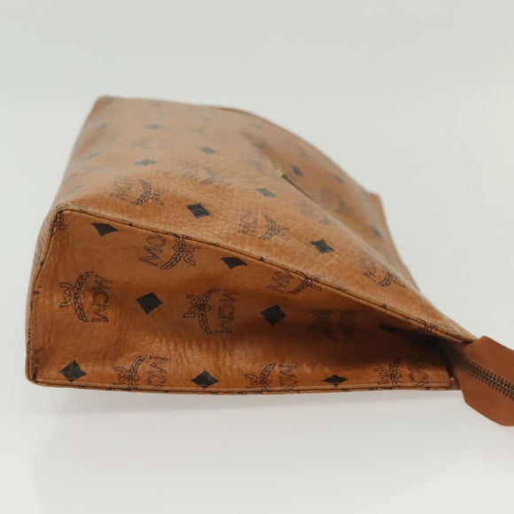 MCM Logogram Vicetos Clutch Bag PVC Leather Brown Gold Auth am8955