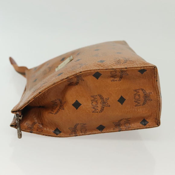 MCM Logogram Vicetos Clutch Bag PVC Leather Brown Gold Auth am8955