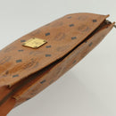 MCM Logogram Vicetos Clutch Bag PVC Leather Brown Gold Auth am8955-5