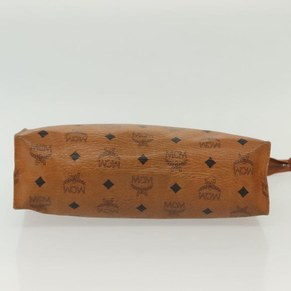 MCM Logogram Vicetos Clutch Bag PVC Leather Brown Gold Auth am8955