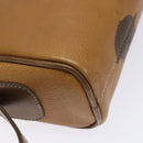 LOEWE Shoulder Bag Leather Brown Gold Auth am8960-16