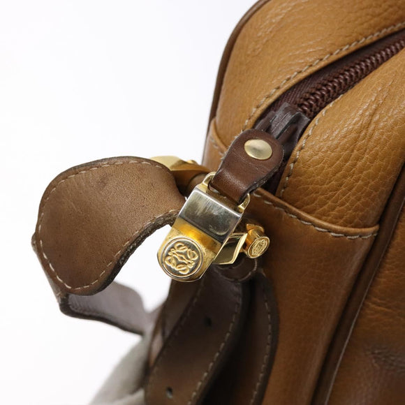 LOEWE Shoulder Bag Leather Brown Gold Auth am8960