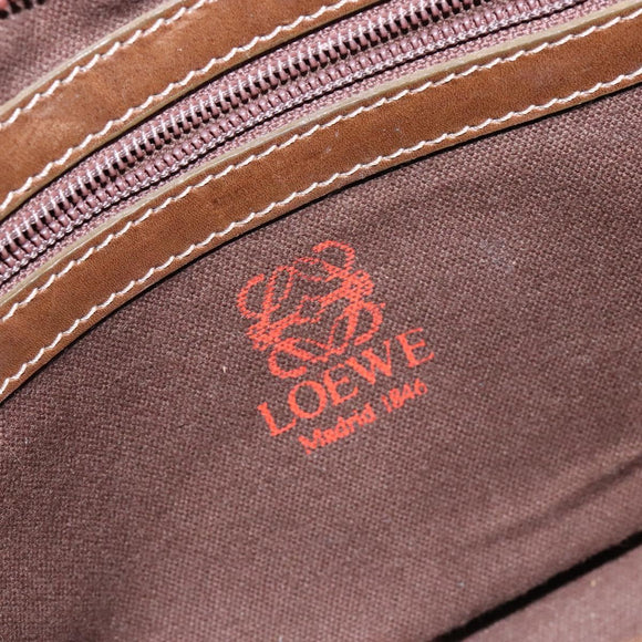 LOEWE Shoulder Bag Leather Brown Gold Auth am8960