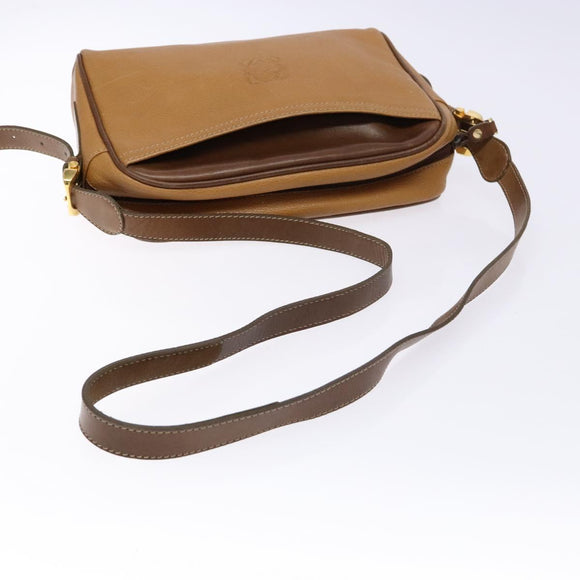 LOEWE Shoulder Bag Leather Brown Gold Auth am8960