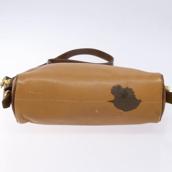 LOEWE Shoulder Bag Leather Brown Gold Auth am8960