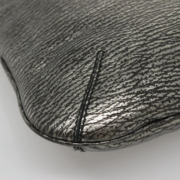 SAINT LAURENT Metropolis Shoulder Bag Leather Silver Auth am8965