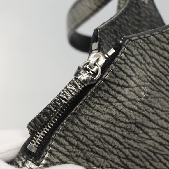 SAINT LAURENT Metropolis Shoulder Bag Leather Silver Auth am8965