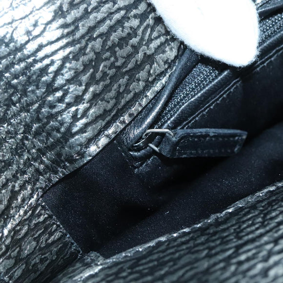 SAINT LAURENT Metropolis Shoulder Bag Leather Silver Auth am8965